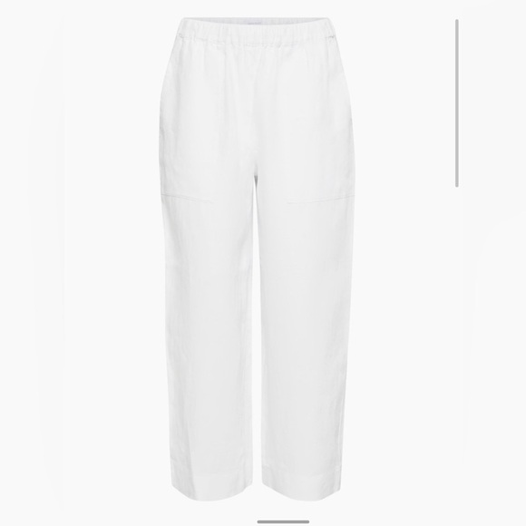 NWT Aritzia Little Moon Carlo Linen Pant White Small Organic linen relaxed pants - Picture 6 of 13